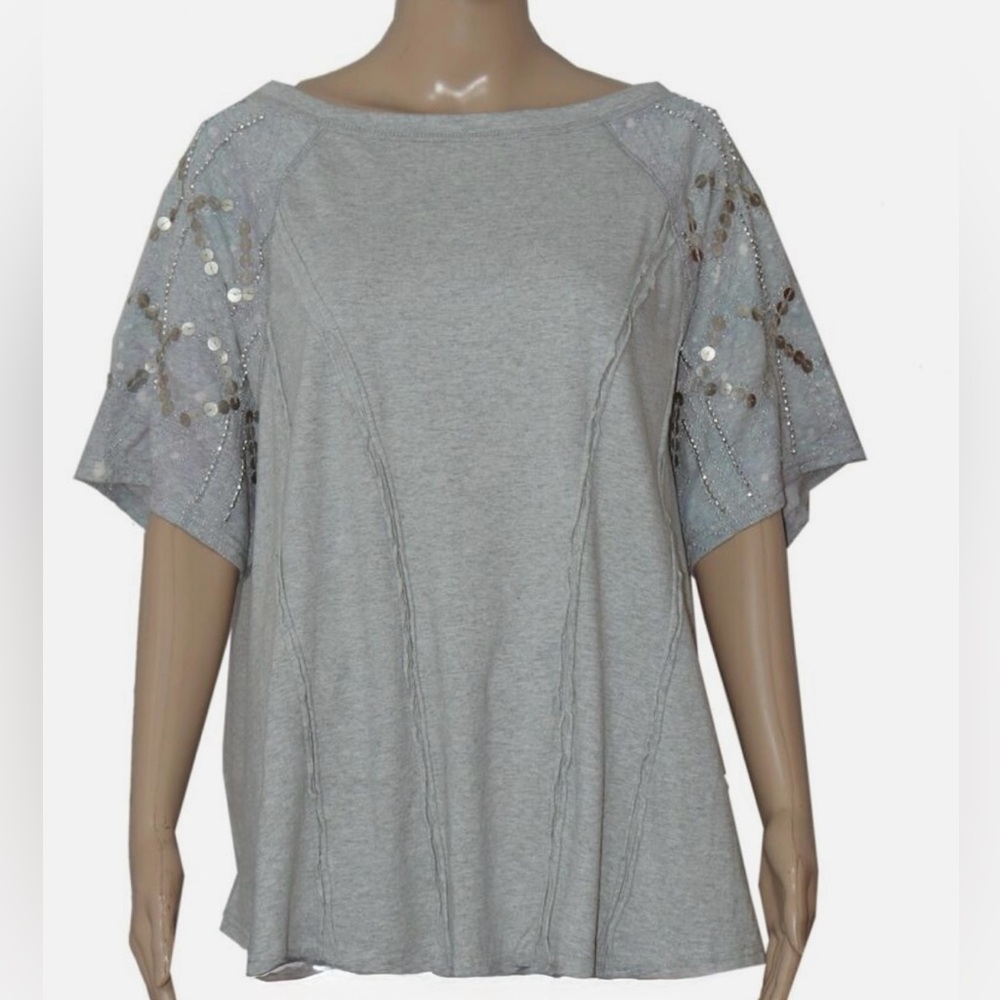 Free People Gray Boxy Short Sleeve T-Shirt - Picture 5 of 5